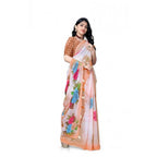 Seduva Women's Georgette Floral Printed Saree With Unstitched Blouse 5.5Mtr (Orange)
