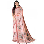 Seduva Women's Georgette Floral Printed Saree With Unstitched Blouse 5.5Mtr (Peach)