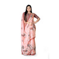 Seduva Women's Georgette Floral Printed Saree With Unstitched Blouse 5.5Mtr (Peach)