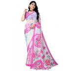 Seduva Women's Georgette Floral Printed Saree With Unstitched Blouse 5.5Mtr (Pink)