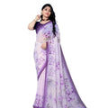 Seduva Women's Georgette Floral Printed Saree With Unstitched Blouse 5.5Mtr (Purple)