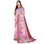 Seduva Women's Georgette Floral Printed Saree With Unstitched Blouse 5.5Mtr (Rose Pink)