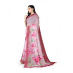 Seduva Women's Georgette Floral Printed Saree With Unstitched Blouse 5.5Mtr (Rose Pink)