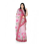 Seduva Women's Georgette Floral Printed Saree With Unstitched Blouse 5.5Mtr (Rose Pink)