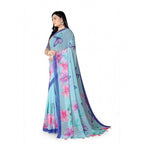 Seduva Women's Georgette Floral Printed Saree With Unstitched Blouse 5.5Mtr (Blue)