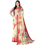 Seduva Women's Georgette Floral Printed Saree With Unstitched Blouse 5.5Mtr (Yellow)