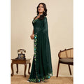 Seduva Women's Georgette Printed Saree With Unstitched Blouse 5.5Mtr (Green)