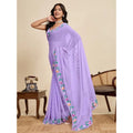 Seduva Women's Georgette Printed Saree With Unstitched Blouse 5.5Mtr (Lavender)