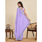 Seduva Women's Georgette Printed Saree With Unstitched Blouse 5.5Mtr (Lavender)