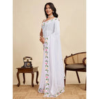 Seduva Women's Georgette Printed Saree With Unstitched Blouse 5.5Mtr (White)