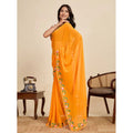 Seduva Women's Georgette Printed Saree With Unstitched Blouse 5.5Mtr (Yellow)