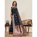 Seduva Women's Faux_Banarasi_Silk Woven Saree With Unstitched Blouse 5.5Mtr (Black)