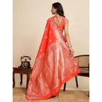 Seduva Women's Faux_Banarasi_Silk Woven Saree With Unstitched Blouse 5.5Mtr (Coral)