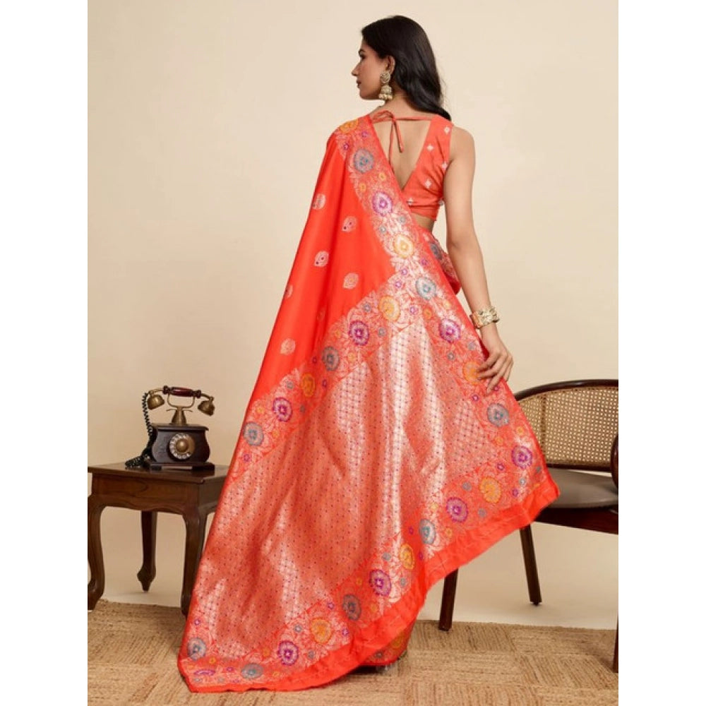 Seduva Women's Faux_Banarasi_Silk Woven Saree With Unstitched Blouse 5.5Mtr (Coral)