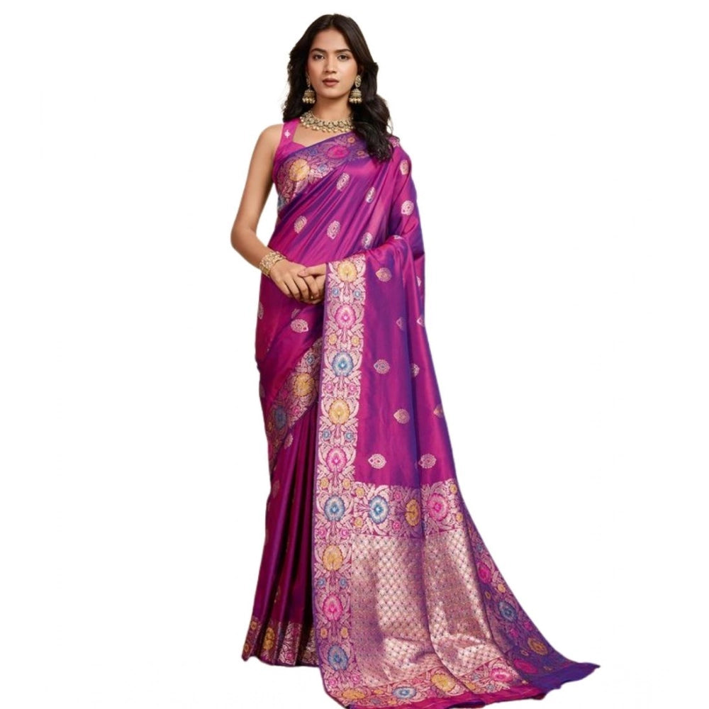 Seduva Women's Faux_Banarasi_Silk Woven Saree With Unstitched Blouse 5.5Mtr (Magenta)