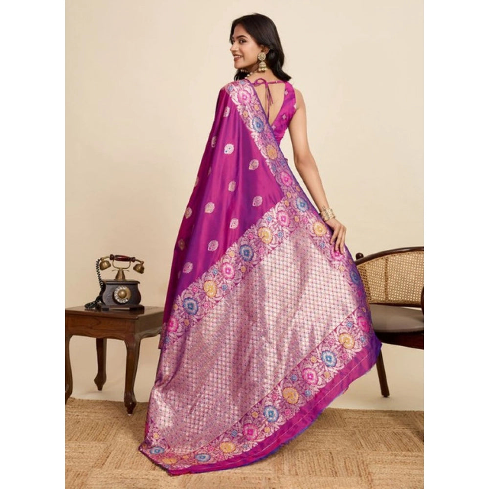 Seduva Women's Faux_Banarasi_Silk Woven Saree With Unstitched Blouse 5.5Mtr (Magenta)