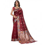 Seduva Women's Faux_Banarasi_Silk Woven Saree With Unstitched Blouse 5.5Mtr (Maroon)