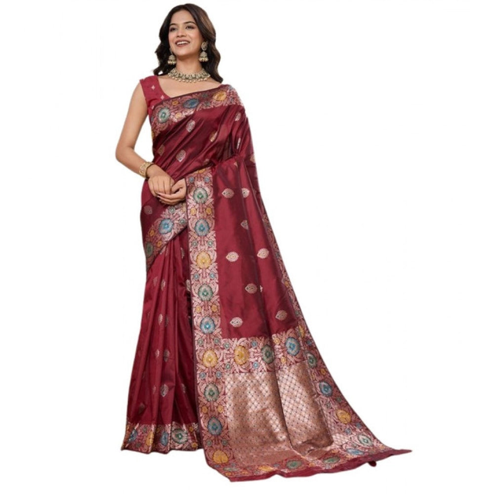 Seduva Women's Faux_Banarasi_Silk Woven Saree With Unstitched Blouse 5.5Mtr (Maroon)