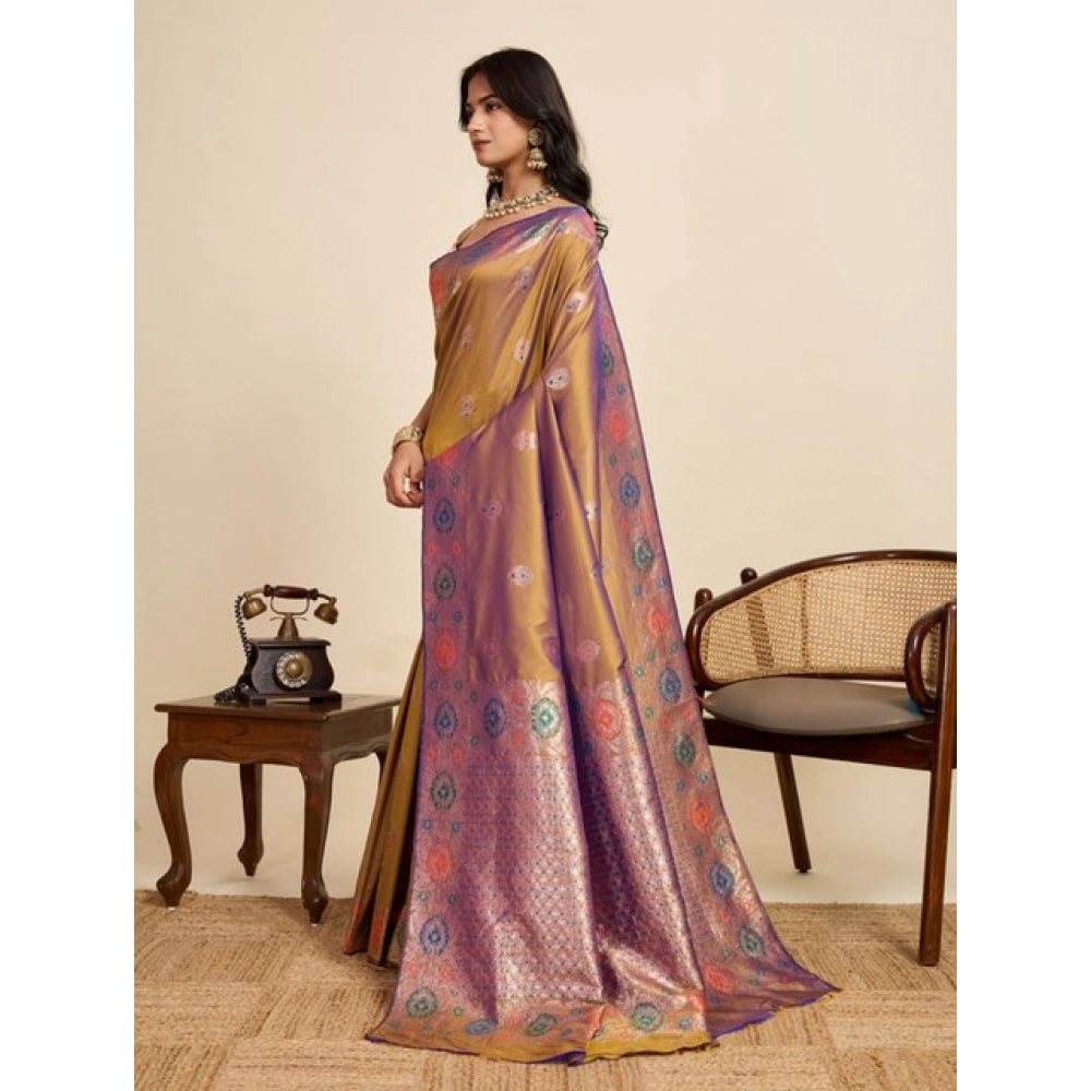Seduva Women's Faux_Banarasi_Silk Woven Saree With Unstitched Blouse 5.5Mtr (Mustard)