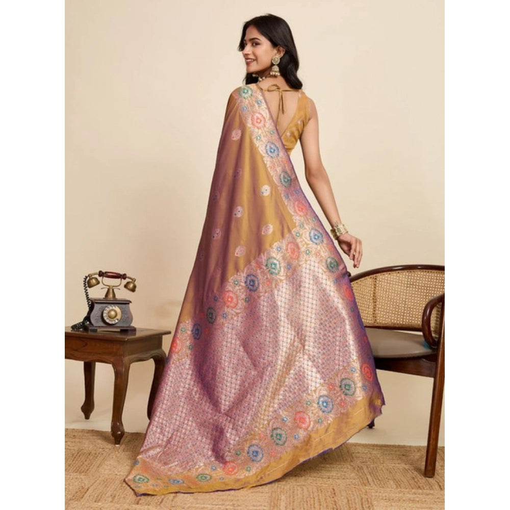 Seduva Women's Faux_Banarasi_Silk Woven Saree With Unstitched Blouse 5.5Mtr (Mustard)