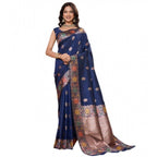 Seduva Women's Faux_Banarasi_Silk Woven Saree With Unstitched Blouse 5.5Mtr (Navy_Blue)