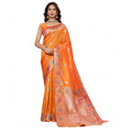 Seduva Women's Faux_Banarasi_Silk Woven Saree With Unstitched Blouse 5.5Mtr (Orange)