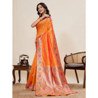 Seduva Women's Faux_Banarasi_Silk Woven Saree With Unstitched Blouse 5.5Mtr (Orange)