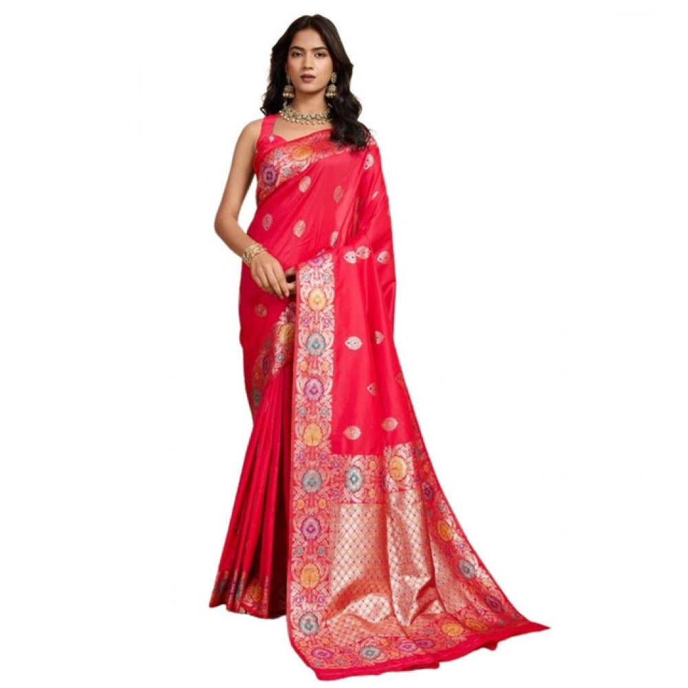 Seduva Women's Faux_Banarasi_Silk Woven Saree With Unstitched Blouse 5.5Mtr (Red)