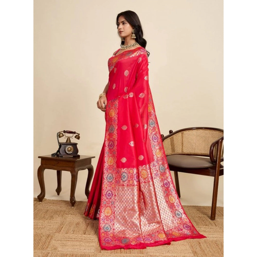 Seduva Women's Faux_Banarasi_Silk Woven Saree With Unstitched Blouse 5.5Mtr (Red)