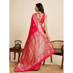 Seduva Women's Faux_Banarasi_Silk Woven Saree With Unstitched Blouse 5.5Mtr (Red)