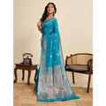 Seduva Women's Faux_Banarasi_Silk Woven Saree With Unstitched Blouse 5.5Mtr (Turquoise)