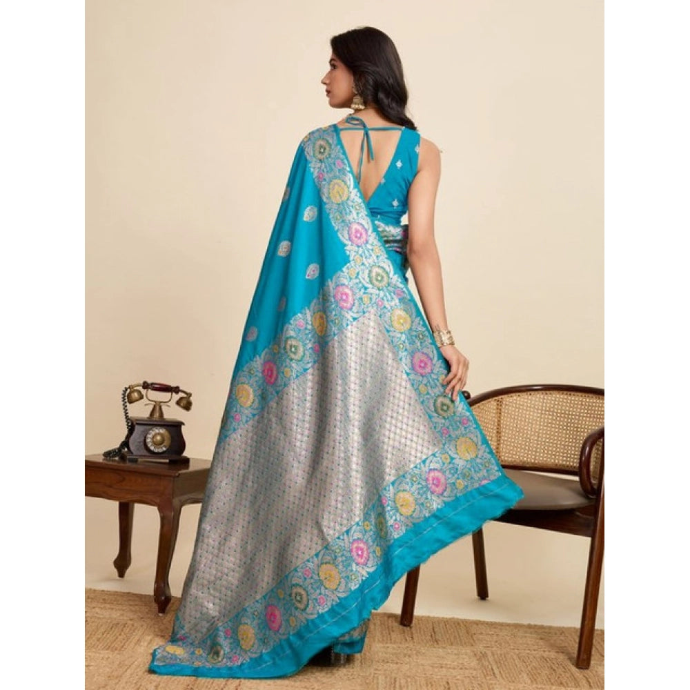Seduva Women's Faux_Banarasi_Silk Woven Saree With Unstitched Blouse 5.5Mtr (Turquoise)