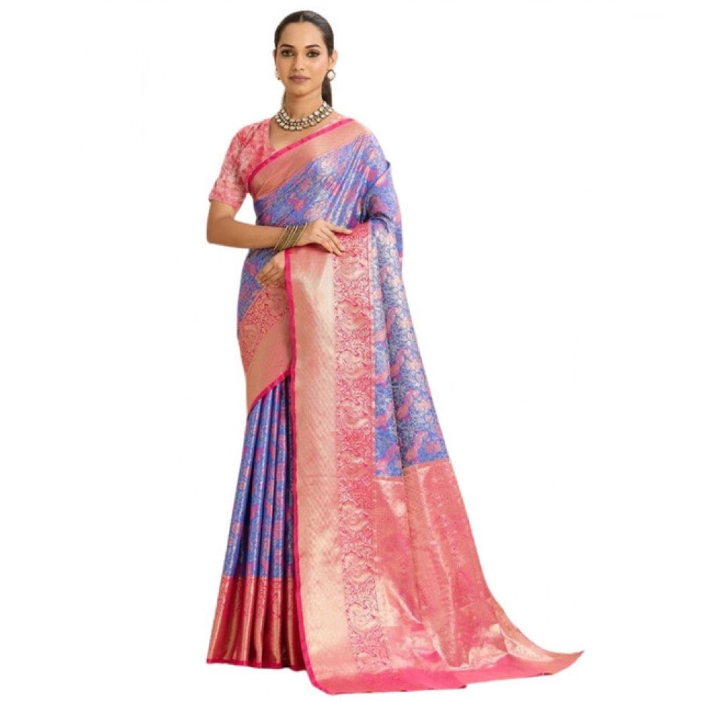 Seduva Women's Faux_Banarasi_Silk Woven Saree With Unstitched Blouse 5.5Mtr (Blue)