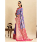 Seduva Women's Faux_Banarasi_Silk Woven Saree With Unstitched Blouse 5.5Mtr (Blue)