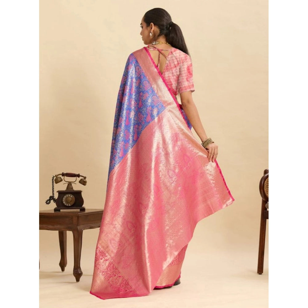 Seduva Women's Faux_Banarasi_Silk Woven Saree With Unstitched Blouse 5.5Mtr (Blue)