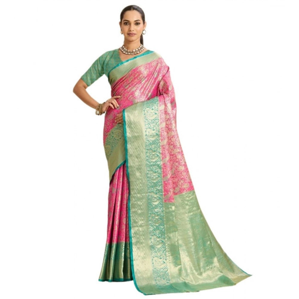 Seduva Women's Faux_Banarasi_Silk Woven Saree With Unstitched Blouse 5.5Mtr (Pink)