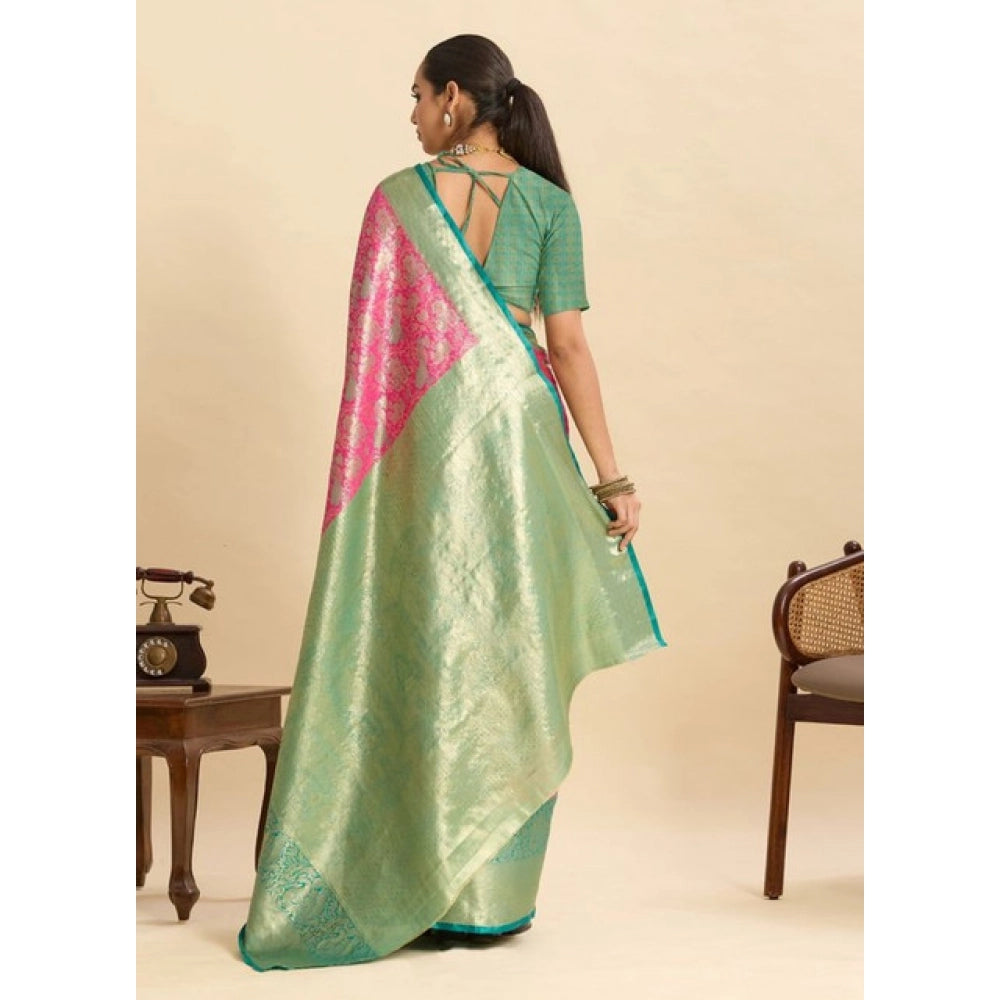 Seduva Women's Faux_Banarasi_Silk Woven Saree With Unstitched Blouse 5.5Mtr (Pink)