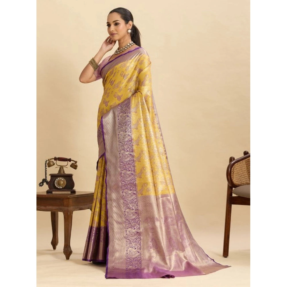 Seduva Women's Faux_Banarasi_Silk Woven Saree With Unstitched Blouse 5.5Mtr (Yellow)