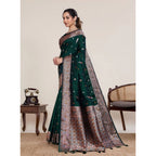 Seduva Women's Jacquard Woven Saree With Unstitched Blouse 5.5Mtr (Green)