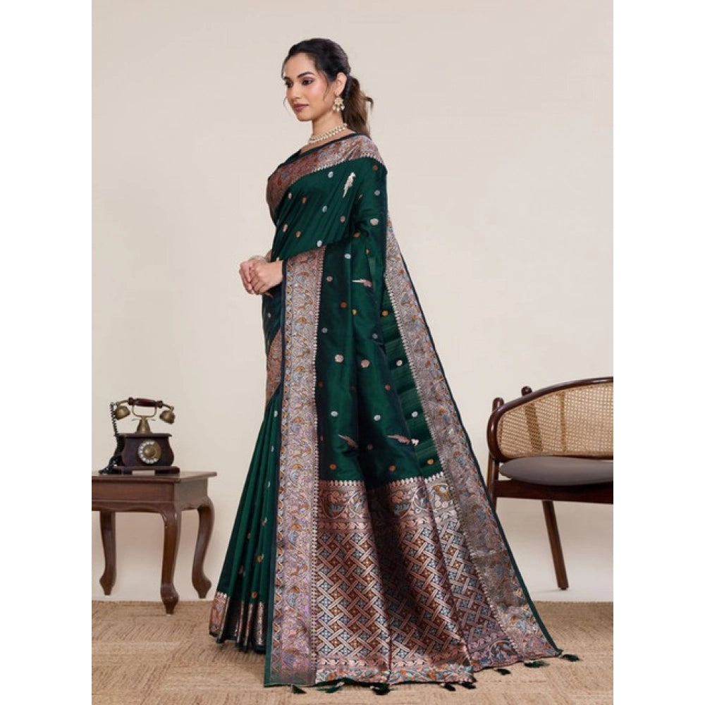 Seduva Women's Jacquard Woven Saree With Unstitched Blouse 5.5Mtr (Green)