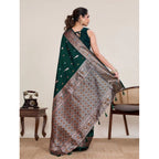 Seduva Women's Jacquard Woven Saree With Unstitched Blouse 5.5Mtr (Green)
