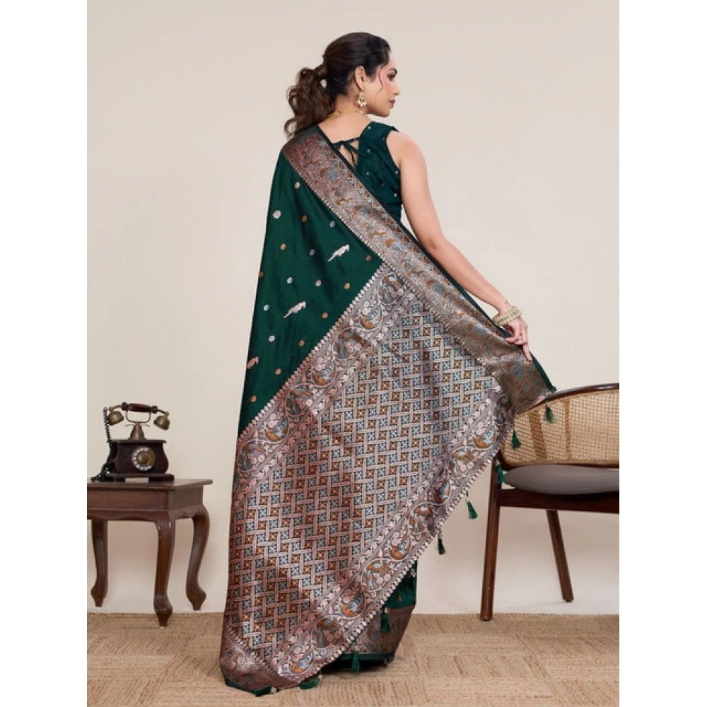 Seduva Women's Jacquard Woven Saree With Unstitched Blouse 5.5Mtr (Green)