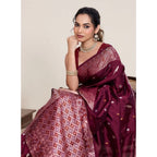Seduva Women's Jacquard Woven Saree With Unstitched Blouse 5.5Mtr (Maroon)