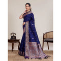 Seduva Women's Jacquard Woven Saree With Unstitched Blouse 5.5Mtr (Navy)