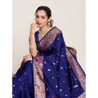 Seduva Women's Jacquard Woven Saree With Unstitched Blouse 5.5Mtr (Navy)