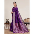 Seduva Women's Jacquard Woven Saree With Unstitched Blouse 5.5Mtr (Purple)