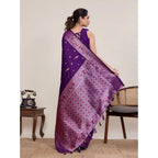 Seduva Women's Jacquard Woven Saree With Unstitched Blouse 5.5Mtr (Purple)