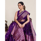 Seduva Women's Jacquard Woven Saree With Unstitched Blouse 5.5Mtr (Purple)