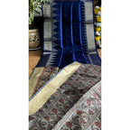 Seduva Women's Tussar Silk Madhubani Saree With Unstitched Blouse 5.5Mtr (Blue)