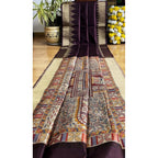 Seduva Women's Tussar Silk Madhubani Saree With Unstitched Blouse 5.5Mtr (Coffee)